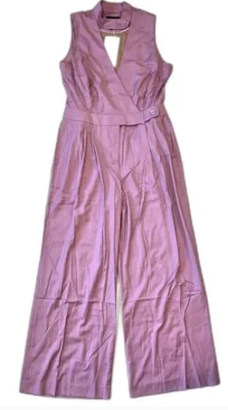 Wildfang the Empower High Waisted V Neck Jumpsuit, Mauve, Size 6, NWT